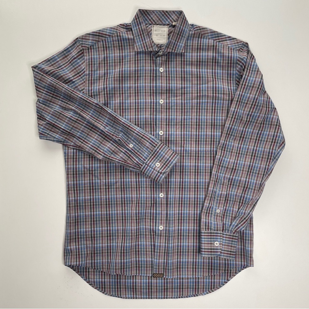 BILLY REID Button Up Long Sleeve Shirt Mens Medium Standard Cut Plaid Preppy